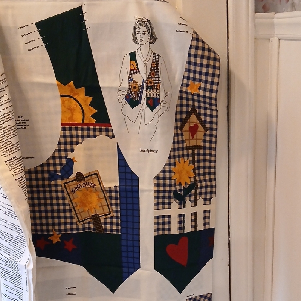 Vintage 80s 90s Patchwork Sunflower Vest Sewing Craft